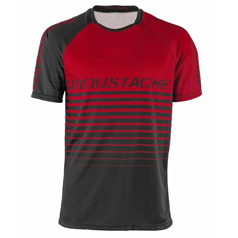 MAILLOT MOUSTACHE MANCHES COURTES ROUGE 3 MAILLOT MOUSTACHE MANCHES COURTES ROUGE